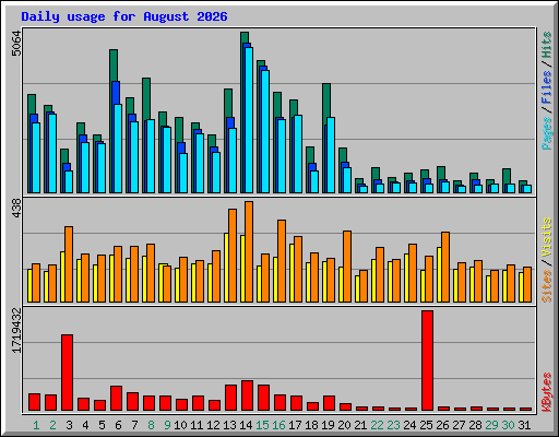 Daily usage for August 2026